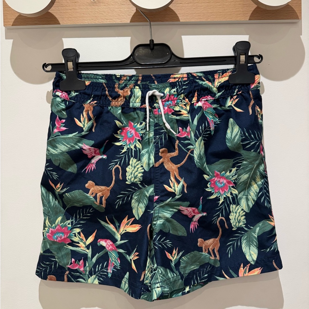Janie and Jack Navy Tropical Jungle Monkey Swim Trunks
